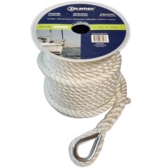 Polyester 3 Strand Anchor Line with Spliced Eye - 10mm x 20 Metre - White - 01.223.710